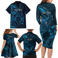 Personalised Polynesia Zodiac Pisces Family Matching Long Sleeve Bodycon Dress and Hawaiian Shirt Galaxy Polynesian Pattern Chest Tattoo Style LT14 - Polynesian Pride