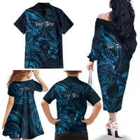 Personalised Polynesia Zodiac Pisces Family Matching Off The Shoulder Long Sleeve Dress and Hawaiian Shirt Galaxy Polynesian Pattern Chest Tattoo Style LT14 - Polynesian Pride