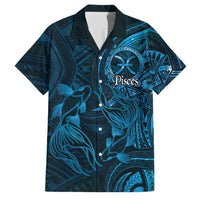 Personalised Polynesia Zodiac Pisces Family Matching Off Shoulder Maxi Dress and Hawaiian Shirt Galaxy Polynesian Pattern Chest Tattoo Style LT14 Dad's Shirt - Short Sleeve Blue - Polynesian Pride