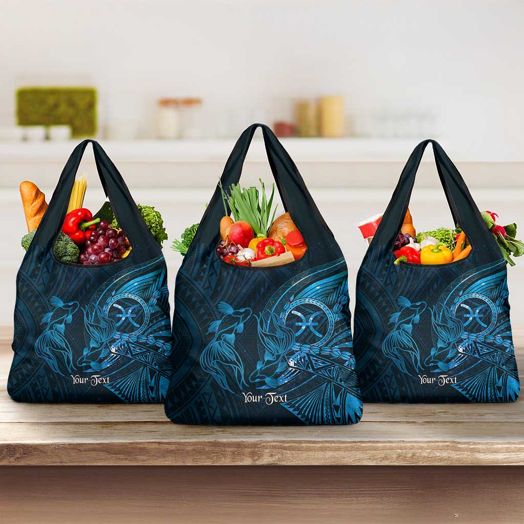 Personalised Polynesia Zodiac Pisces Grocery Bag Galaxy Polynesian Pattern Chest Tattoo Style