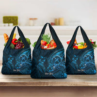 Personalised Polynesia Zodiac Pisces Grocery Bag Galaxy Polynesian Pattern Chest Tattoo Style