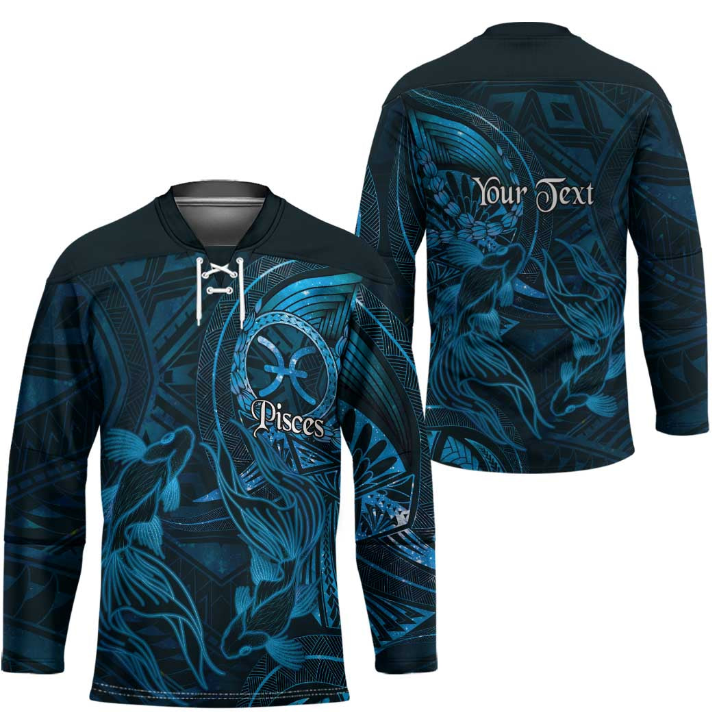 Personalised Polynesia Zodiac Pisces Hockey Jersey Galaxy Polynesian Pattern Chest Tattoo Style