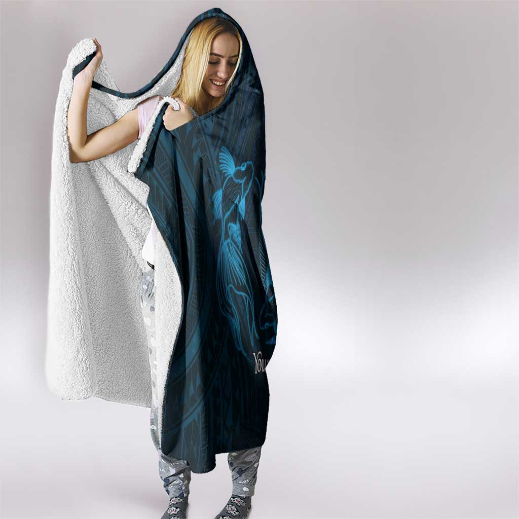 Personalised Polynesia Zodiac Pisces Hooded Blanket Galaxy Polynesian Pattern Chest Tattoo Style LT14 - Polynesian Pride