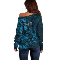 Personalised Polynesia Zodiac Pisces Off Shoulder Sweater Galaxy Polynesian Pattern Chest Tattoo Style