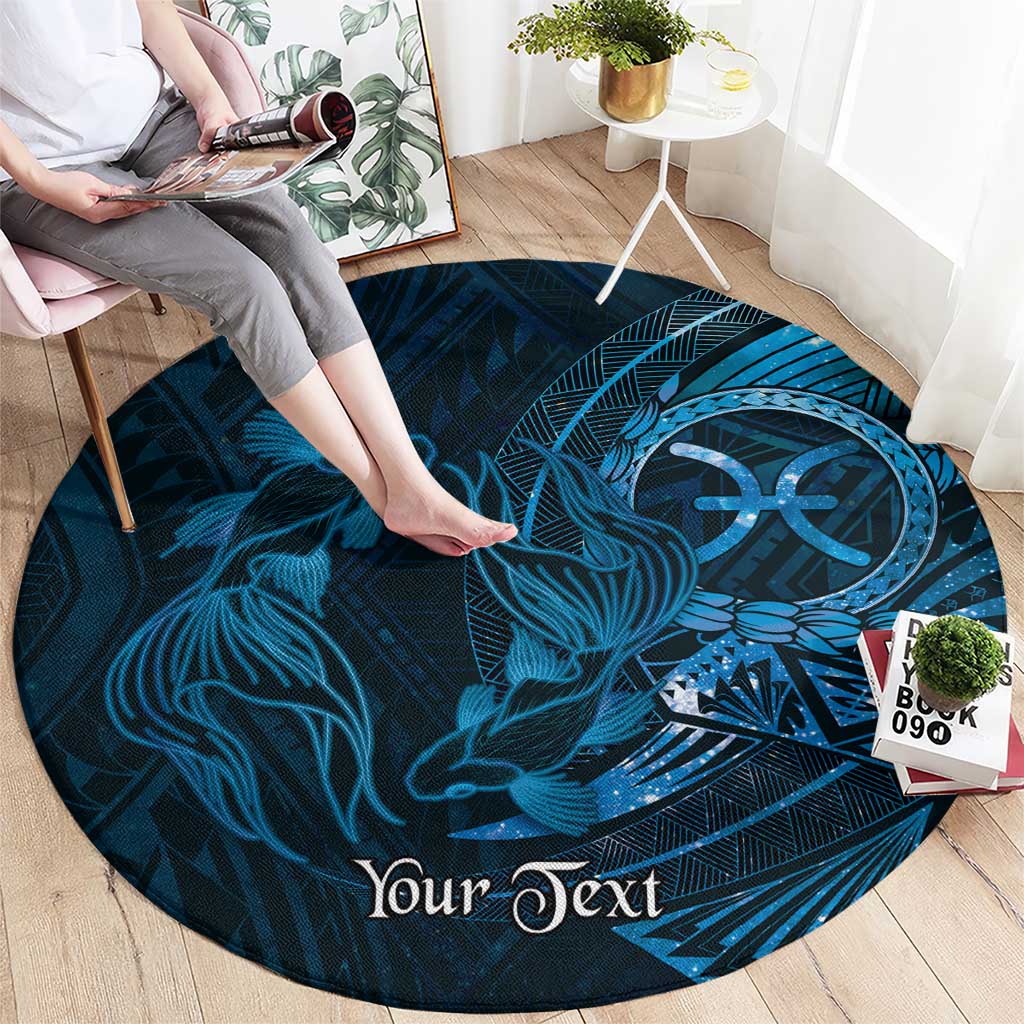 Personalised Polynesia Zodiac Pisces Round Carpet Galaxy Polynesian Pattern Chest Tattoo Style