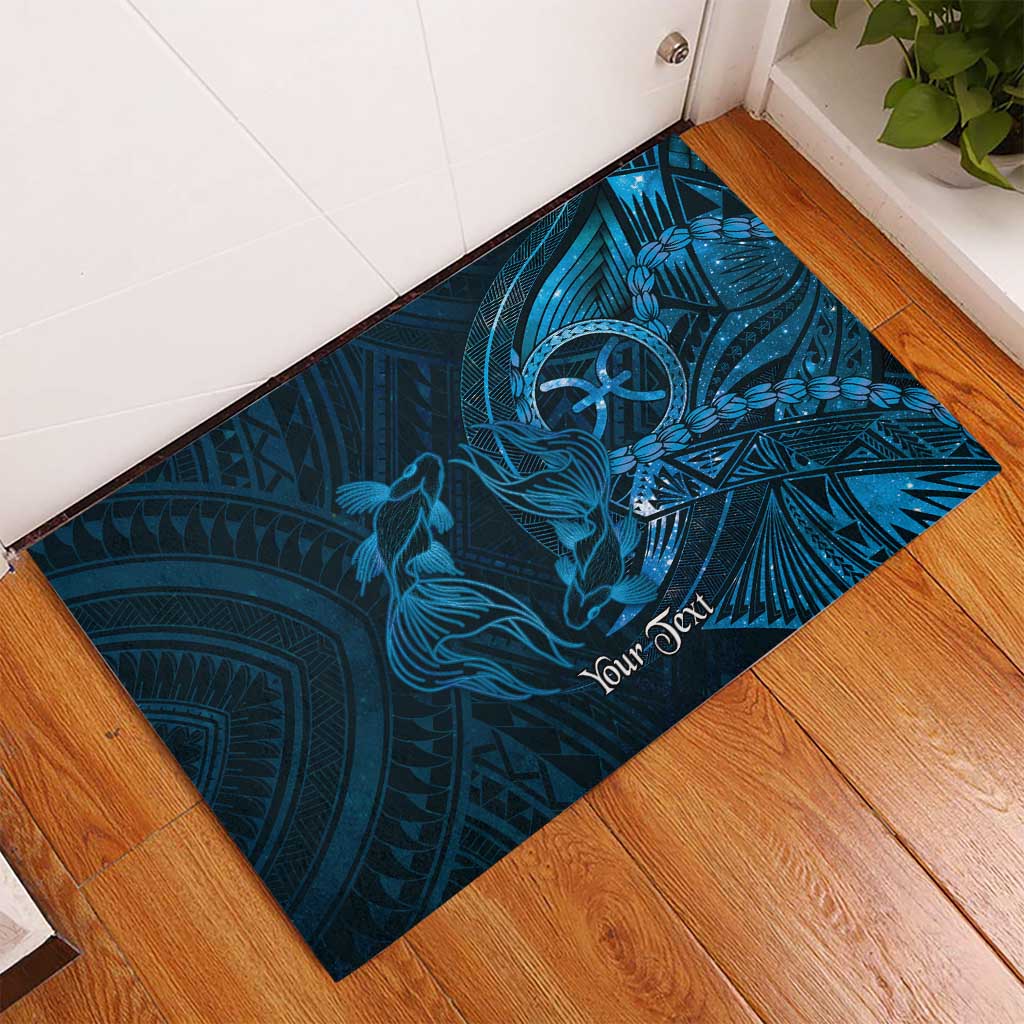 Personalised Polynesia Zodiac Pisces Rubber Doormat Galaxy Polynesian Pattern Chest Tattoo Style LT14 - Polynesian Pride