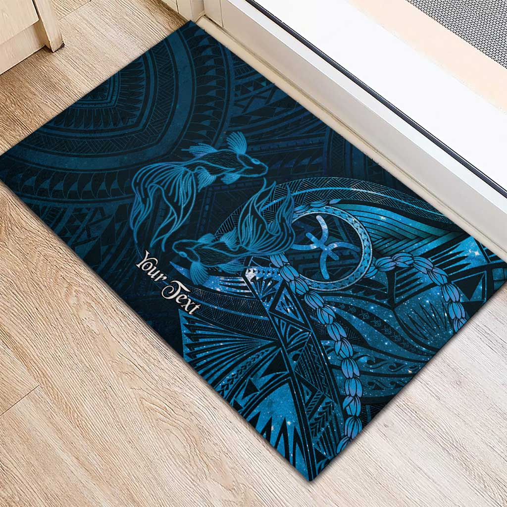 Personalised Polynesia Zodiac Pisces Rubber Doormat Galaxy Polynesian Pattern Chest Tattoo Style LT14 - Polynesian Pride