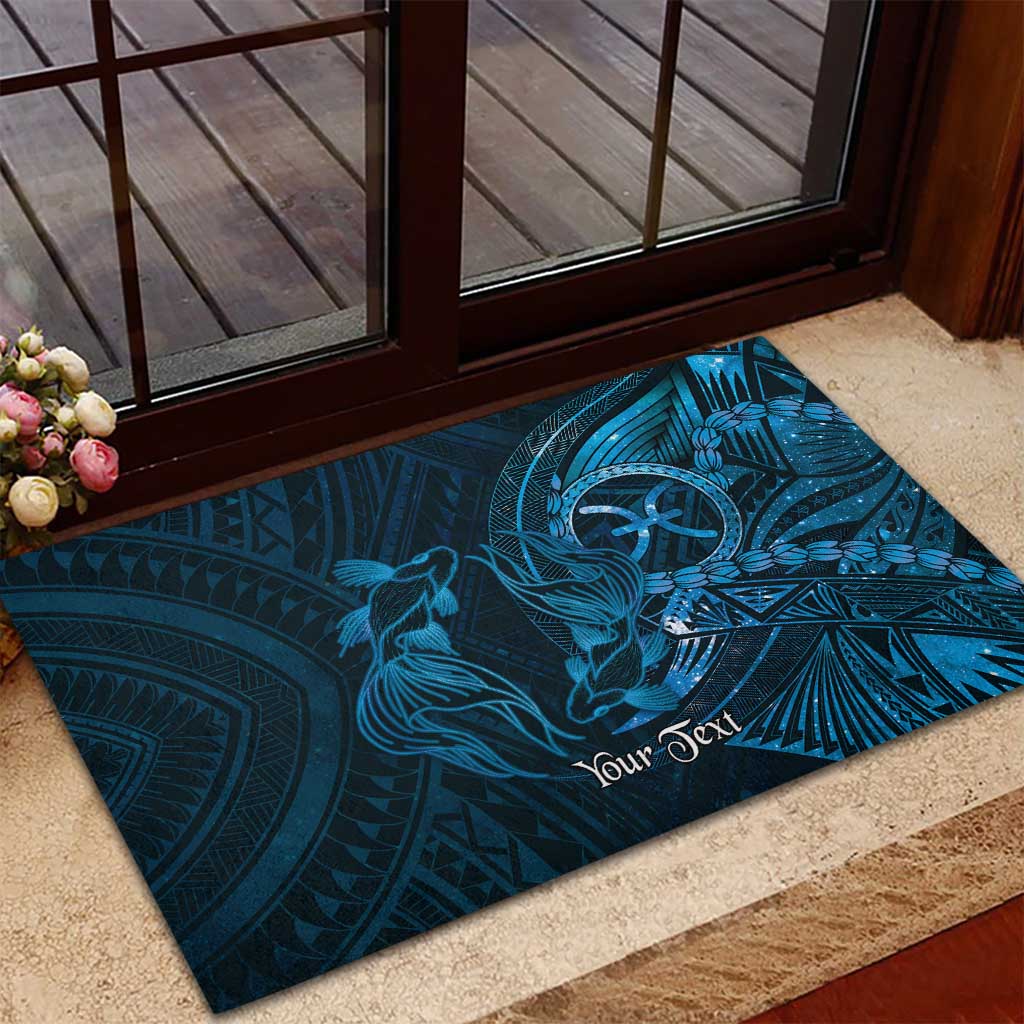 Personalised Polynesia Zodiac Pisces Rubber Doormat Galaxy Polynesian Pattern Chest Tattoo Style LT14 - Polynesian Pride