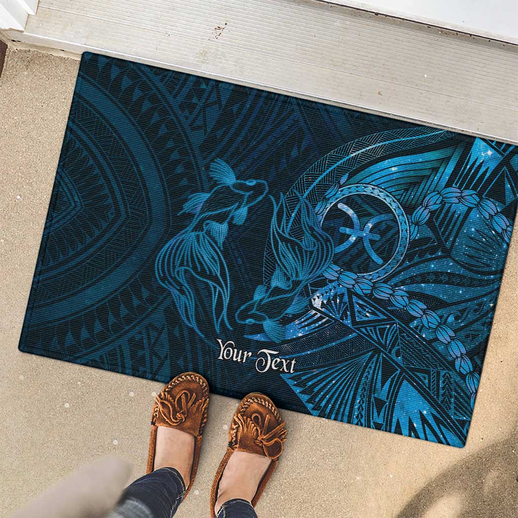 Personalised Polynesia Zodiac Pisces Rubber Doormat Galaxy Polynesian Pattern Chest Tattoo Style LT14 - Polynesian Pride