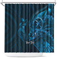 Personalised Polynesia Zodiac Pisces Shower Curtain Galaxy Polynesian Pattern Chest Tattoo Style