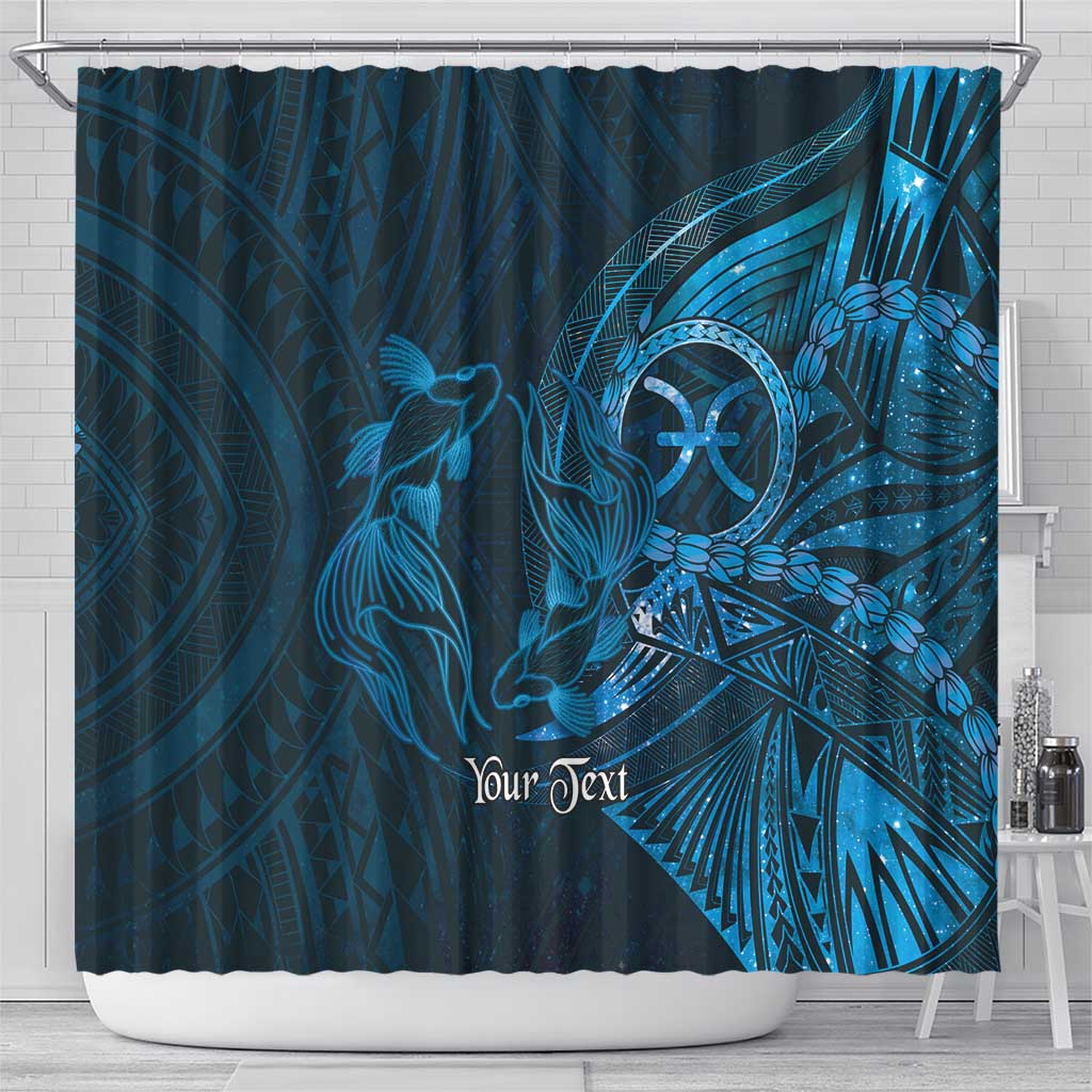 Personalised Polynesia Zodiac Pisces Shower Curtain Galaxy Polynesian Pattern Chest Tattoo Style