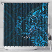 Personalised Polynesia Zodiac Pisces Shower Curtain Galaxy Polynesian Pattern Chest Tattoo Style