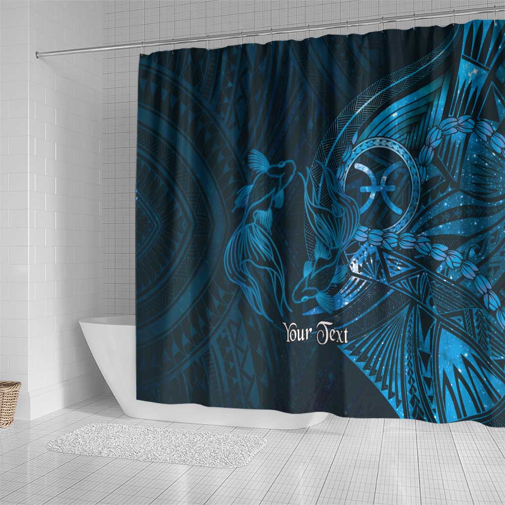 Personalised Polynesia Zodiac Pisces Shower Curtain Galaxy Polynesian Pattern Chest Tattoo Style