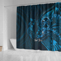 Personalised Polynesia Zodiac Pisces Shower Curtain Galaxy Polynesian Pattern Chest Tattoo Style
