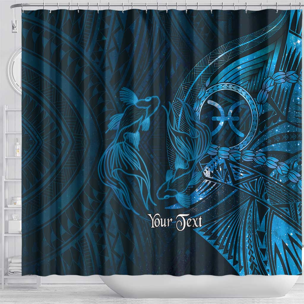 Personalised Polynesia Zodiac Pisces Shower Curtain Galaxy Polynesian Pattern Chest Tattoo Style