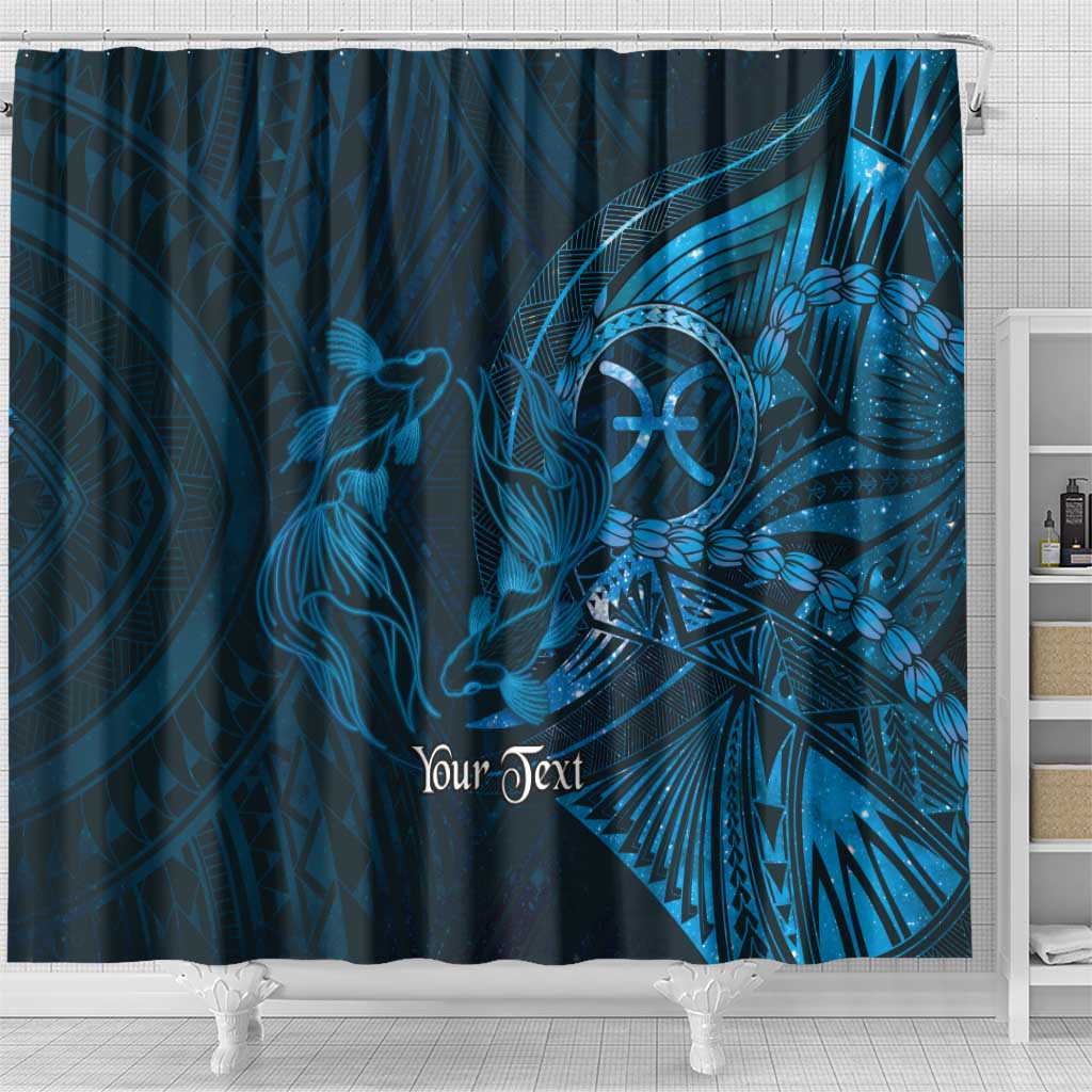 Personalised Polynesia Zodiac Pisces Shower Curtain Galaxy Polynesian Pattern Chest Tattoo Style