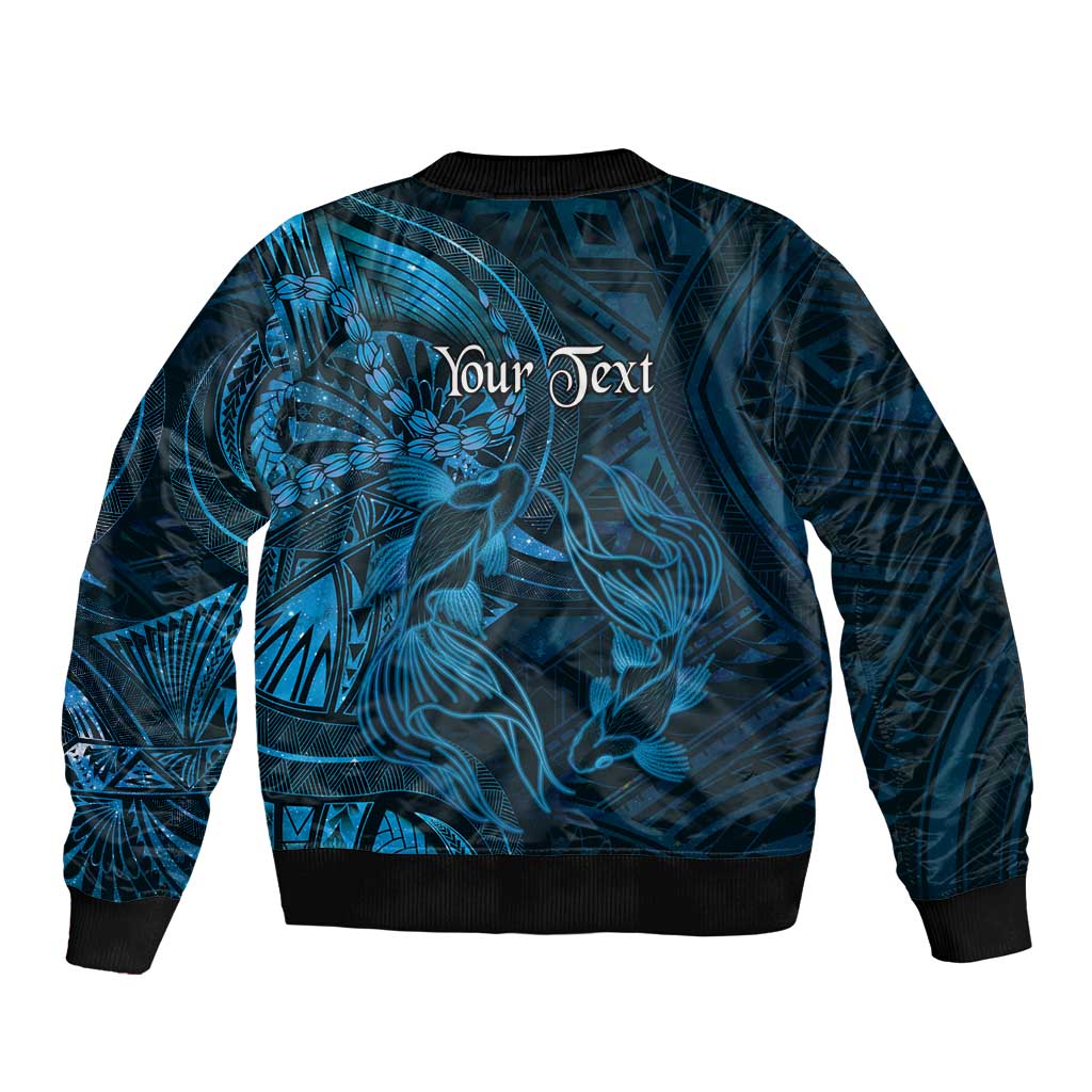 Personalised Polynesia Zodiac Pisces Sleeve Zip Bomber Jacket Galaxy Polynesian Pattern Chest Tattoo Style LT14 - Polynesian Pride