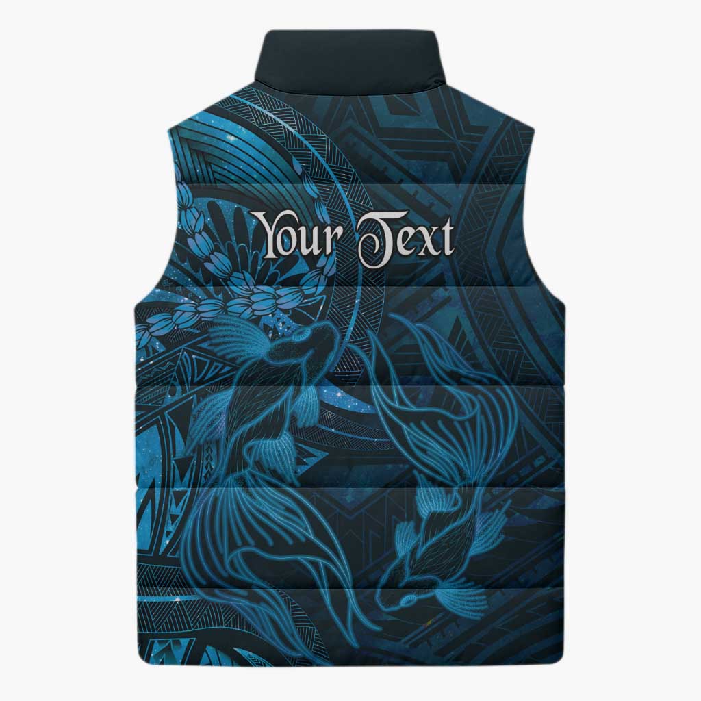 Personalised Polynesia Zodiac Pisces Sleeveless Puffer Jacket Galaxy Polynesian Pattern Chest Tattoo Style LT14 - Polynesian Pride