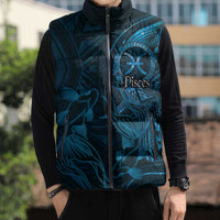 Personalised Polynesia Zodiac Pisces Sleeveless Puffer Jacket Galaxy Polynesian Pattern Chest Tattoo Style LT14 - Polynesian Pride