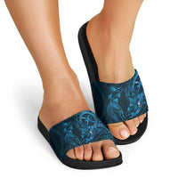 Personalised Polynesia Zodiac Pisces Slide Sandals Galaxy Polynesian Pattern Chest Tattoo Style LT14 - Polynesian Pride