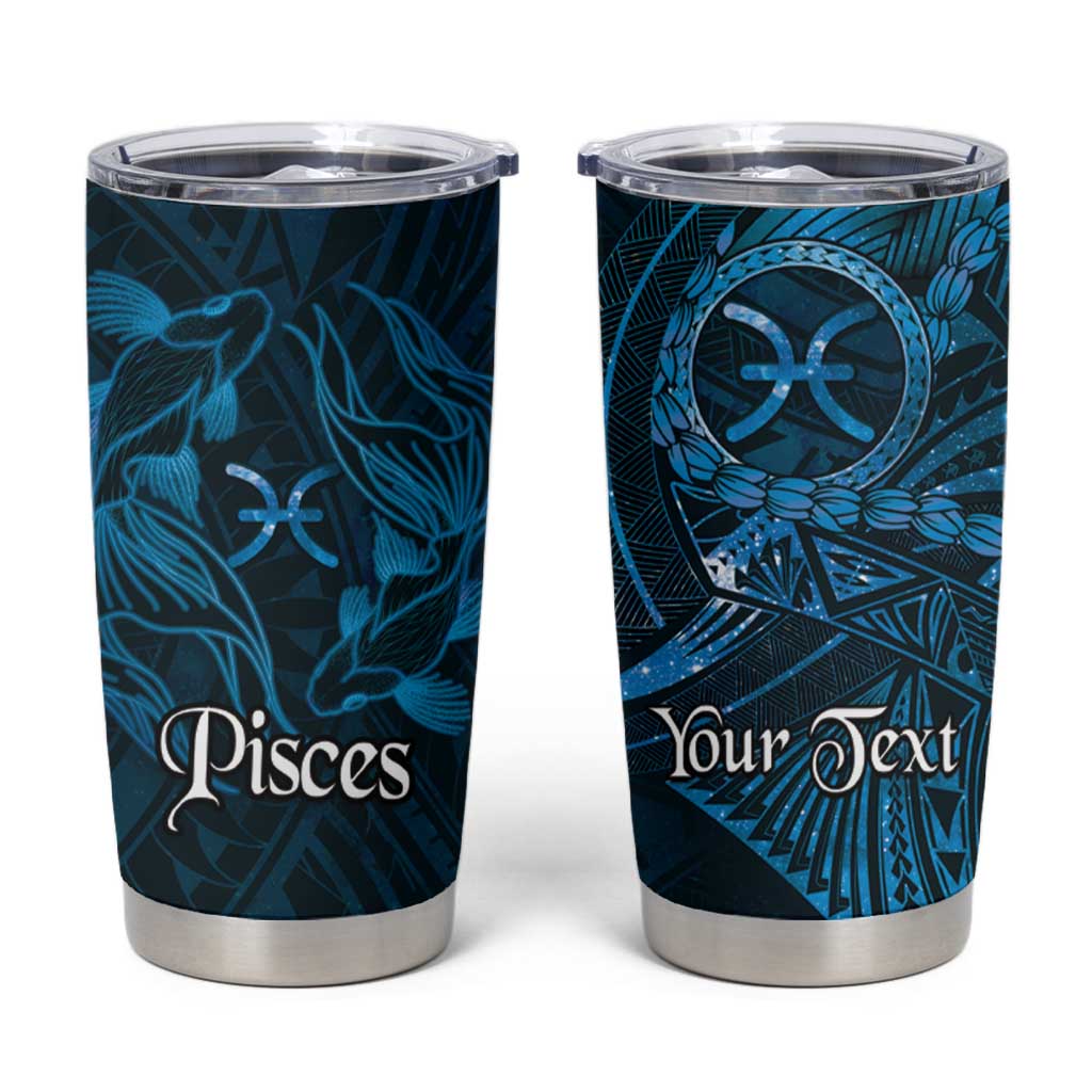 Personalised Polynesia Zodiac Pisces Tumbler Cup Galaxy Polynesian Pattern Chest Tattoo Style