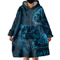 Personalised Polynesia Zodiac Pisces Wearable Blanket Hoodie Galaxy Polynesian Pattern Chest Tattoo Style