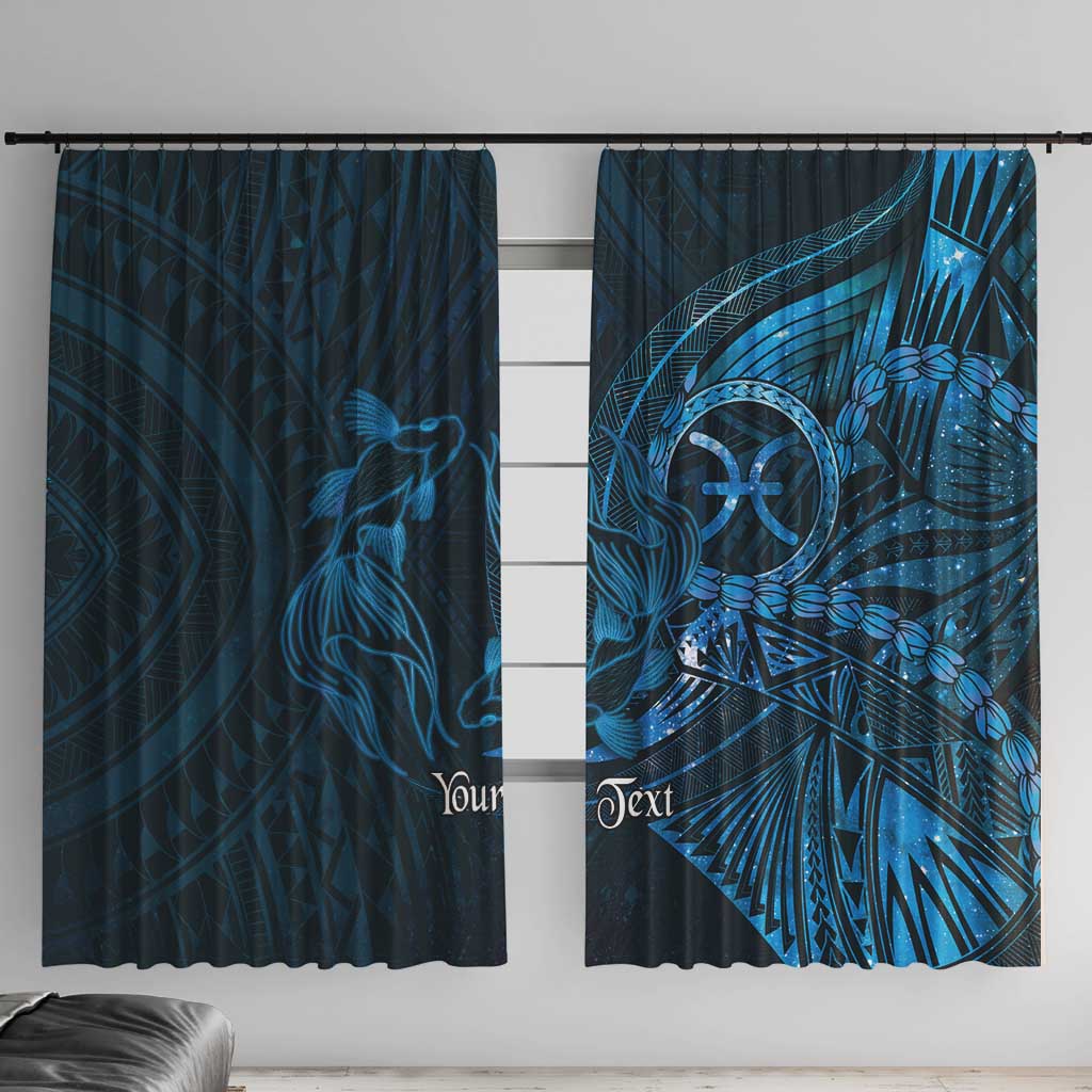 Personalised Polynesia Zodiac Pisces Window Curtain Galaxy Polynesian Pattern Chest Tattoo Style
