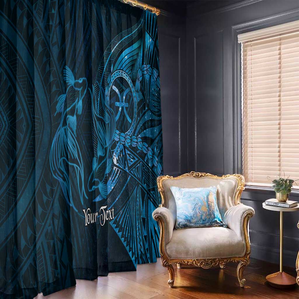 Personalised Polynesia Zodiac Pisces Window Curtain Galaxy Polynesian Pattern Chest Tattoo Style