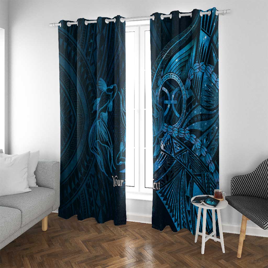 Personalised Polynesia Zodiac Pisces Window Curtain Galaxy Polynesian Pattern Chest Tattoo Style