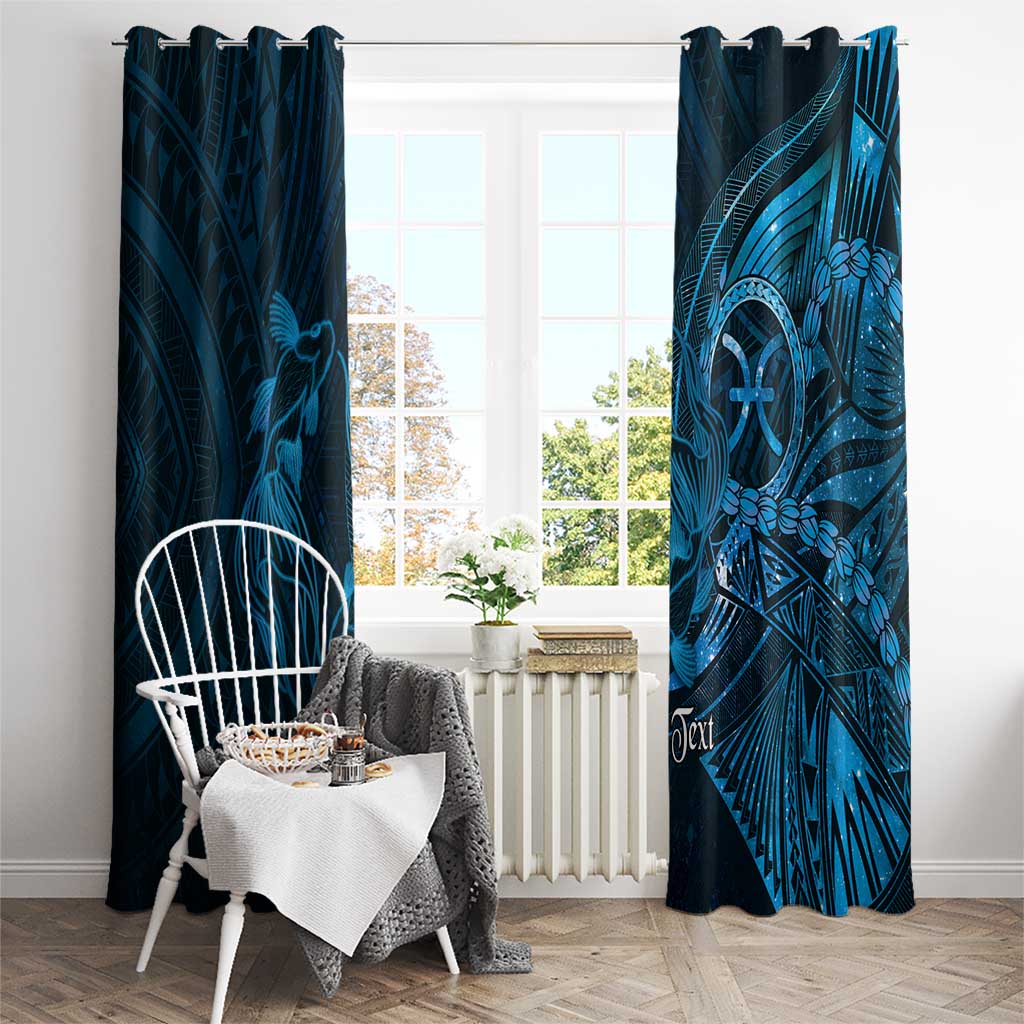 Personalised Polynesia Zodiac Pisces Window Curtain Galaxy Polynesian Pattern Chest Tattoo Style
