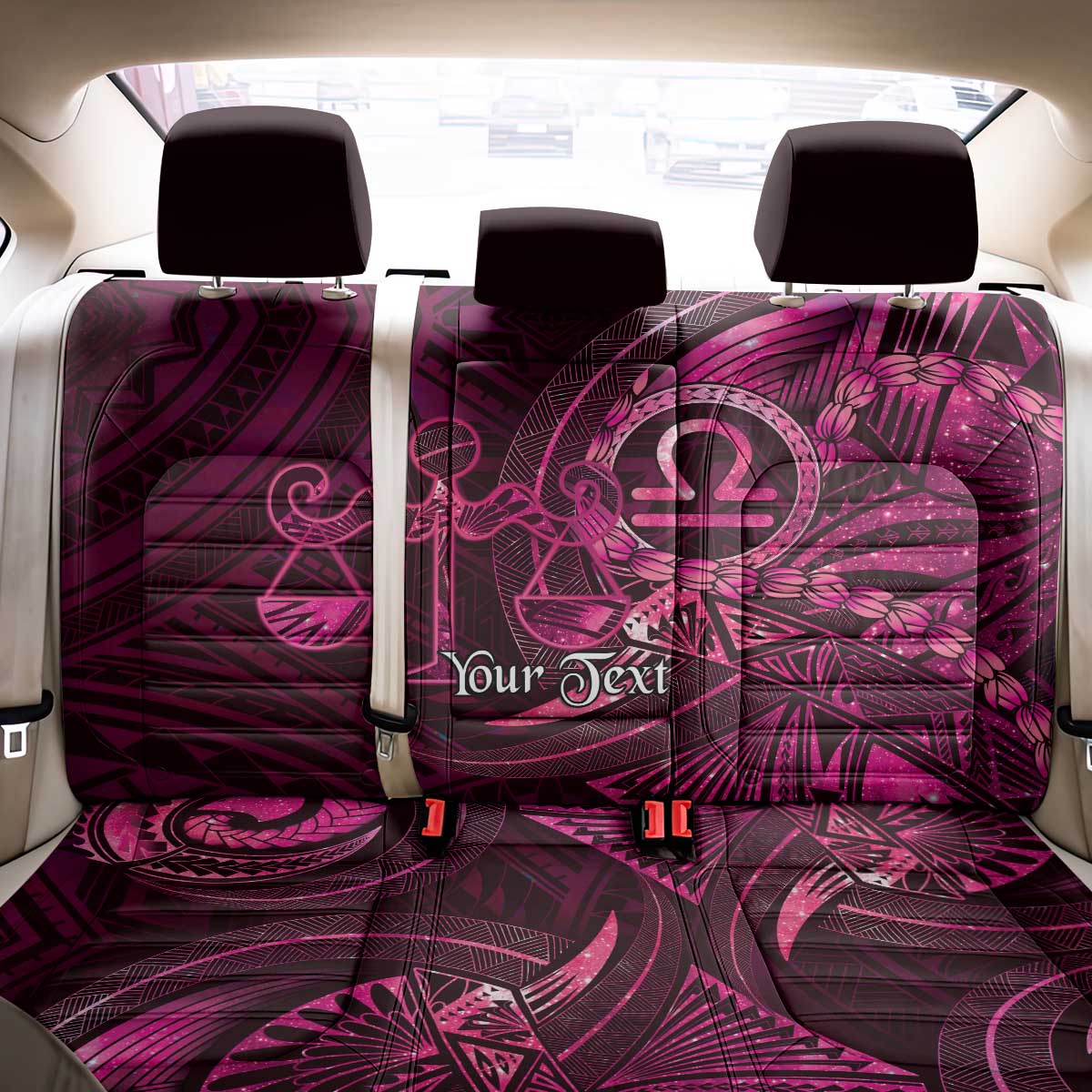 Personalised Polynesia Zodiac Libra Back Car Seat Cover Galaxy Polynesian Pattern Chest Tattoo Style LT14 - Polynesian Pride