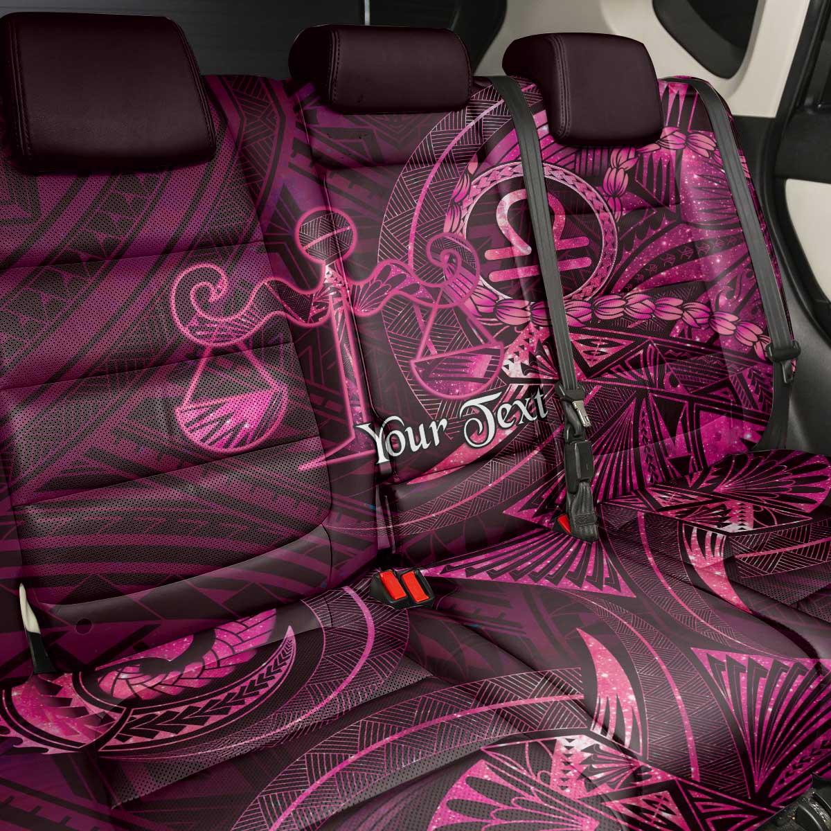 Personalised Polynesia Zodiac Libra Back Car Seat Cover Galaxy Polynesian Pattern Chest Tattoo Style LT14 - Polynesian Pride