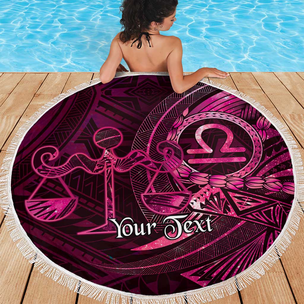 Personalised Polynesia Zodiac Libra Beach Blanket Galaxy Polynesian Pattern Chest Tattoo Style
