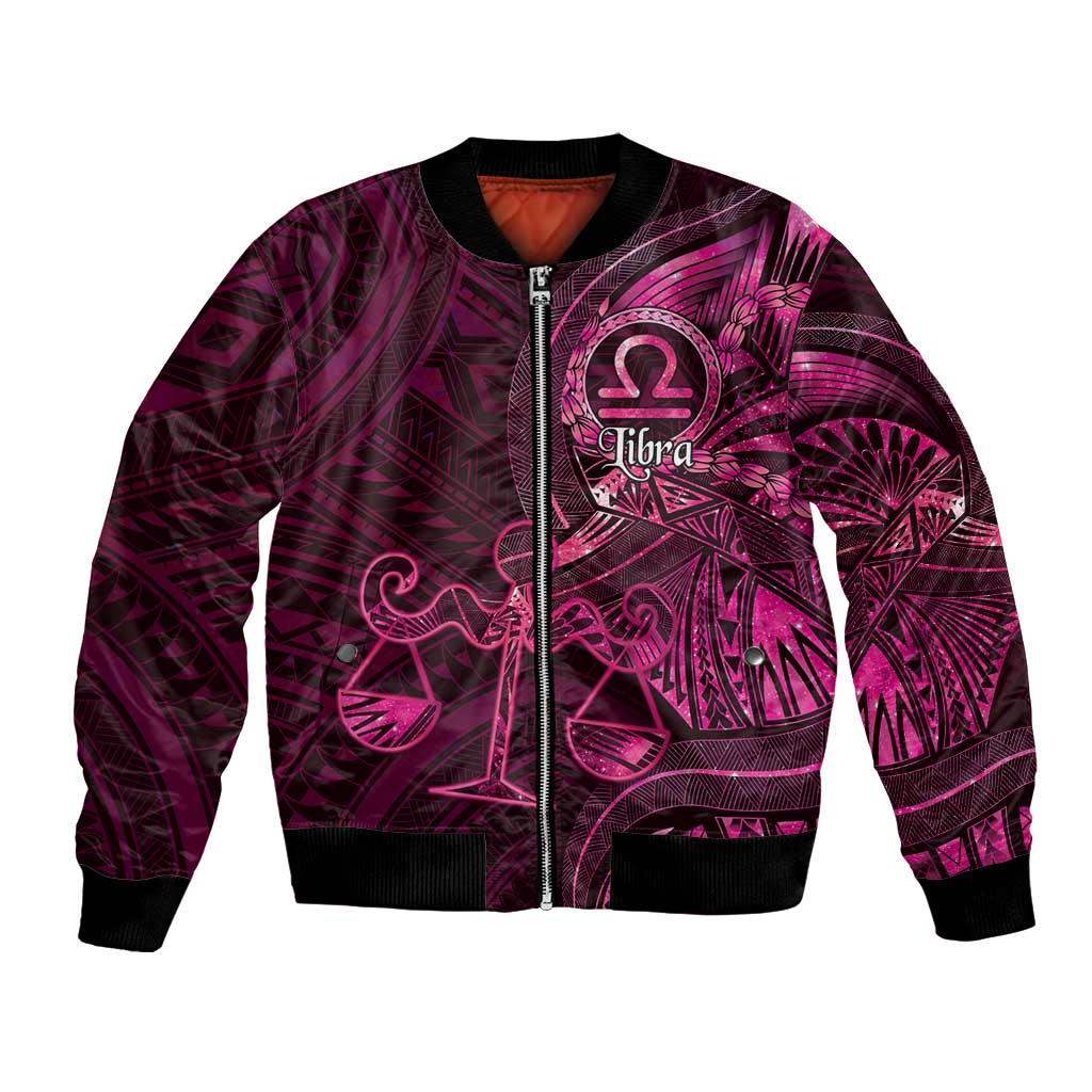 Personalised Polynesia Zodiac Libra Bomber Jacket Galaxy Polynesian Pattern Chest Tattoo Style