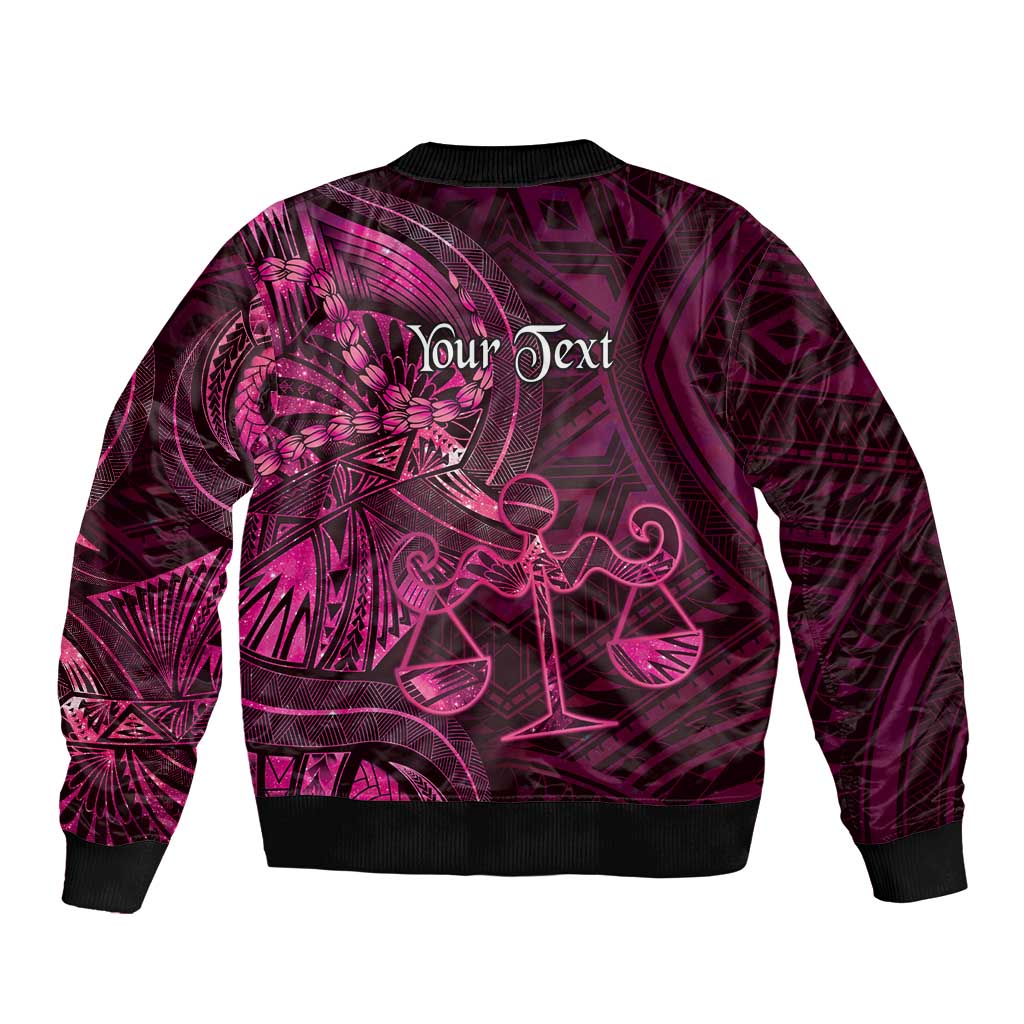 Personalised Polynesia Zodiac Libra Bomber Jacket Galaxy Polynesian Pattern Chest Tattoo Style