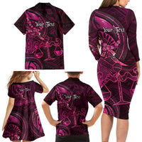 Personalised Polynesia Zodiac Libra Family Matching Long Sleeve Bodycon Dress and Hawaiian Shirt Galaxy Polynesian Pattern Chest Tattoo Style LT14 - Polynesian Pride