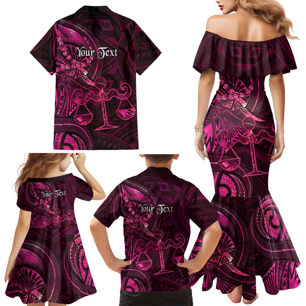 Personalised Polynesia Zodiac Libra Family Matching Mermaid Dress and Hawaiian Shirt Galaxy Polynesian Pattern Chest Tattoo Style LT14 - Polynesian Pride