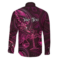 Personalised Polynesia Zodiac Libra Family Matching Off The Shoulder Long Sleeve Dress and Hawaiian Shirt Galaxy Polynesian Pattern Chest Tattoo Style LT14 - Polynesian Pride