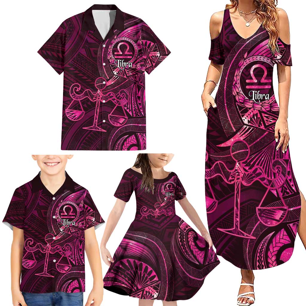 Personalised Polynesia Zodiac Libra Family Matching Summer Maxi Dress and Hawaiian Shirt Galaxy Polynesian Pattern Chest Tattoo Style LT14 - Polynesian Pride