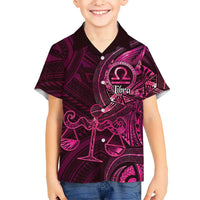 Personalised Polynesia Zodiac Libra Family Matching Tank Maxi Dress and Hawaiian Shirt Galaxy Polynesian Pattern Chest Tattoo Style LT14 Son's Shirt Pink - Polynesian Pride