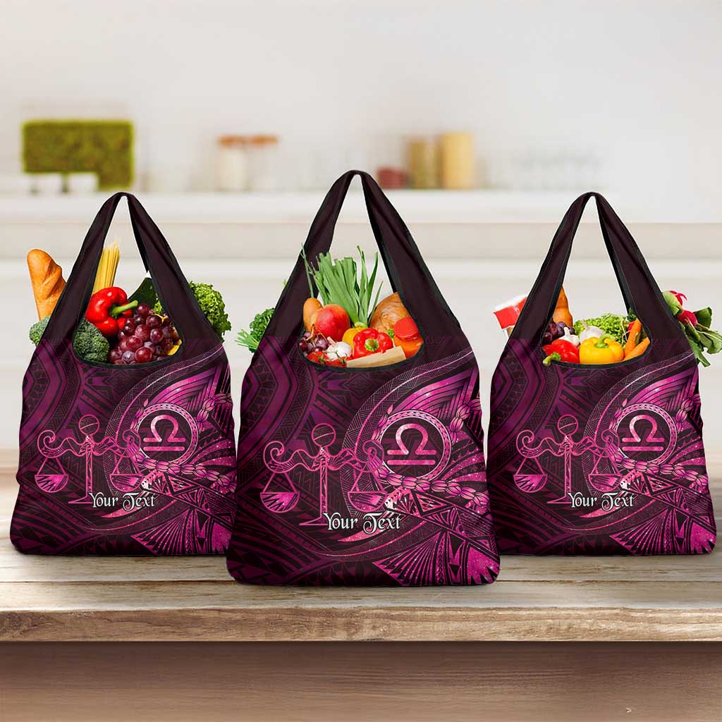 Personalised Polynesia Zodiac Libra Grocery Bag Galaxy Polynesian Pattern Chest Tattoo Style
