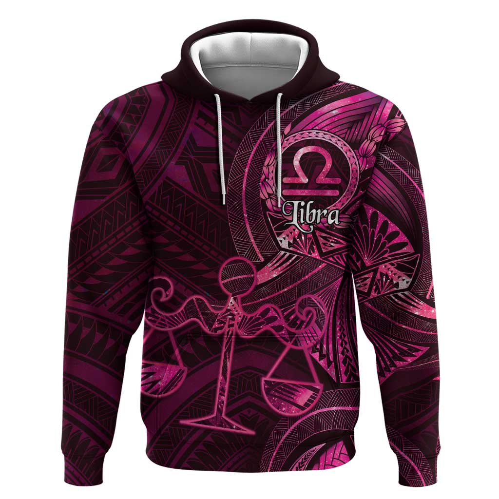 Personalised Polynesia Zodiac Libra Hoodie Galaxy Polynesian Pattern Chest Tattoo Style