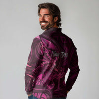 Personalised Polynesia Zodiac Libra Long Sleeve Polo Shirt Galaxy Polynesian Pattern Chest Tattoo Style