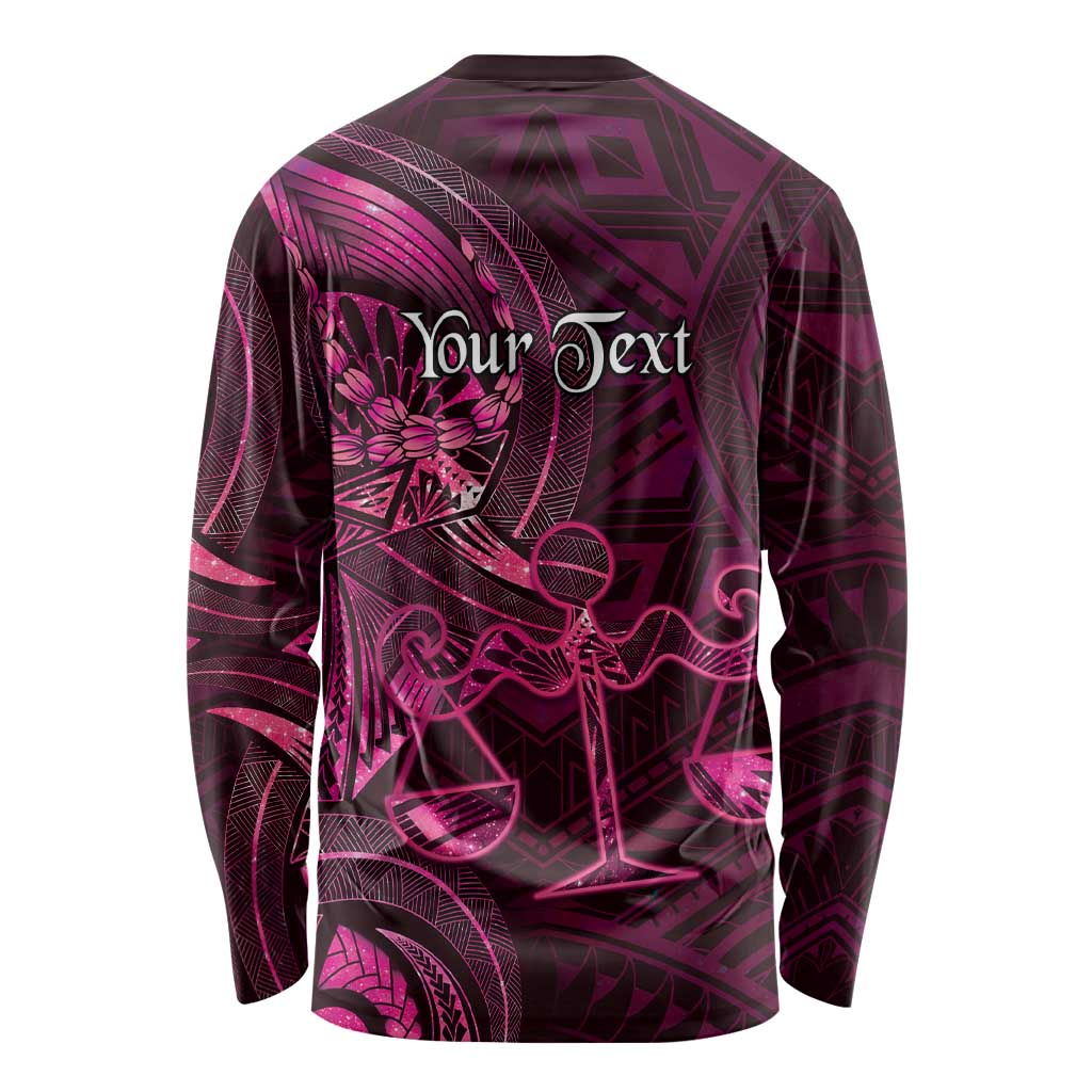 Personalised Polynesia Zodiac Libra Long Sleeve Shirt Galaxy Polynesian Pattern Chest Tattoo Style LT14 - Polynesian Pride