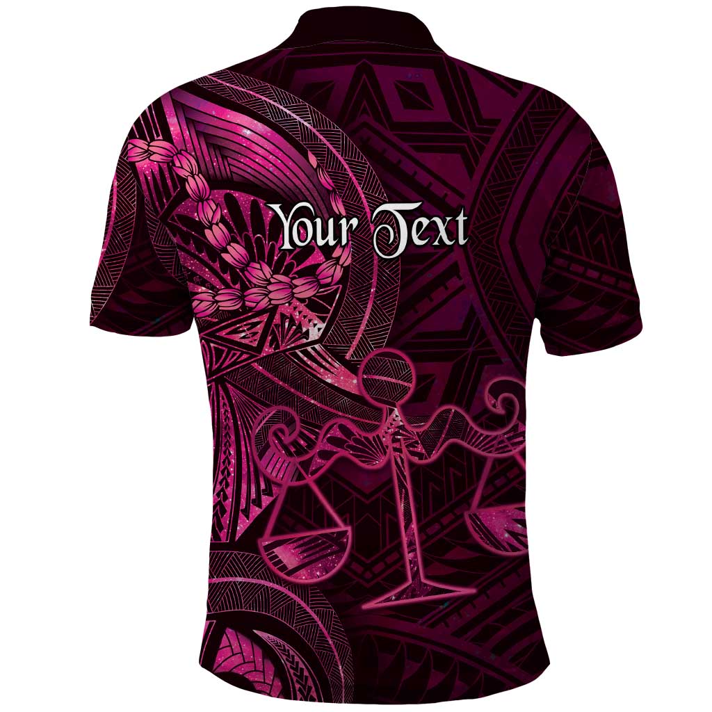Personalised Polynesia Zodiac Libra Polo Shirt Galaxy Polynesian Pattern Chest Tattoo Style