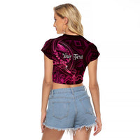 Personalised Polynesia Zodiac Libra Raglan Cropped T Shirt Galaxy Polynesian Pattern Chest Tattoo Style