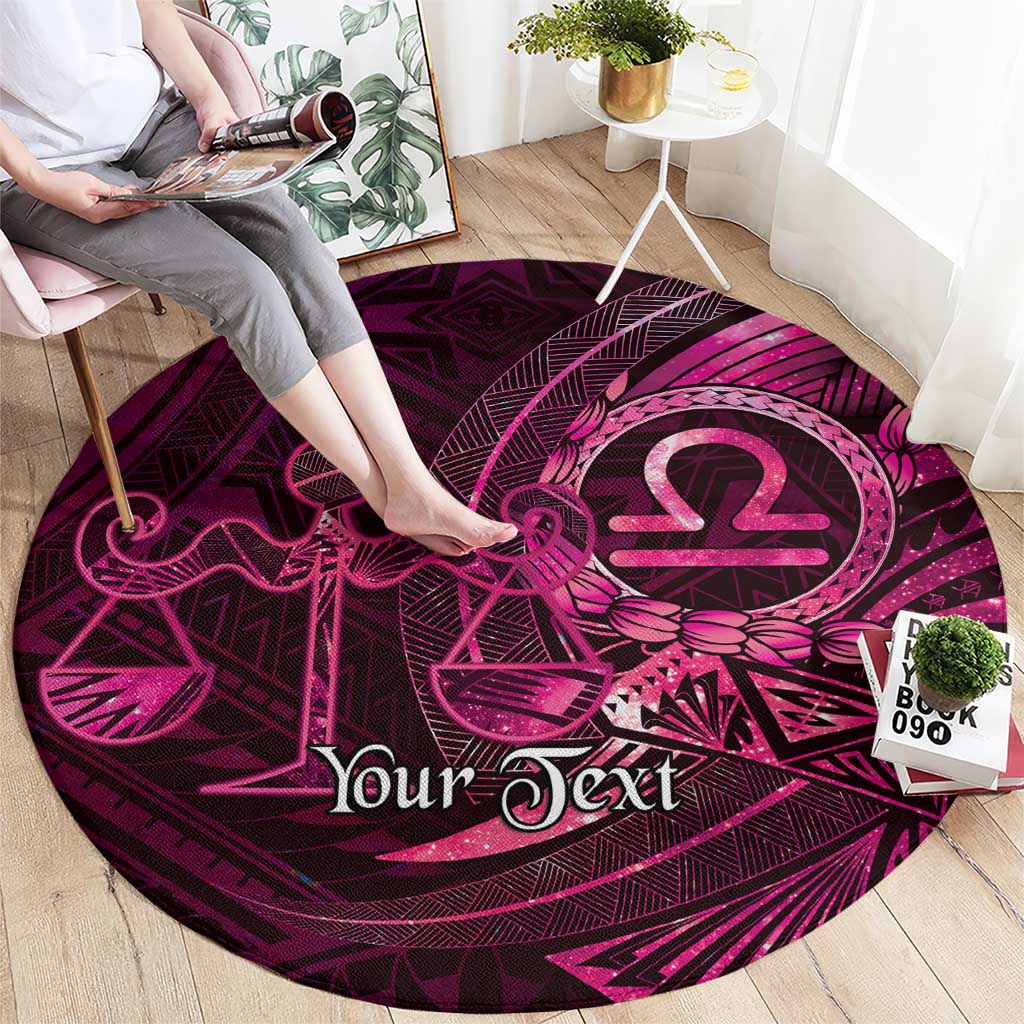 Personalised Polynesia Zodiac Libra Round Carpet Galaxy Polynesian Pattern Chest Tattoo Style