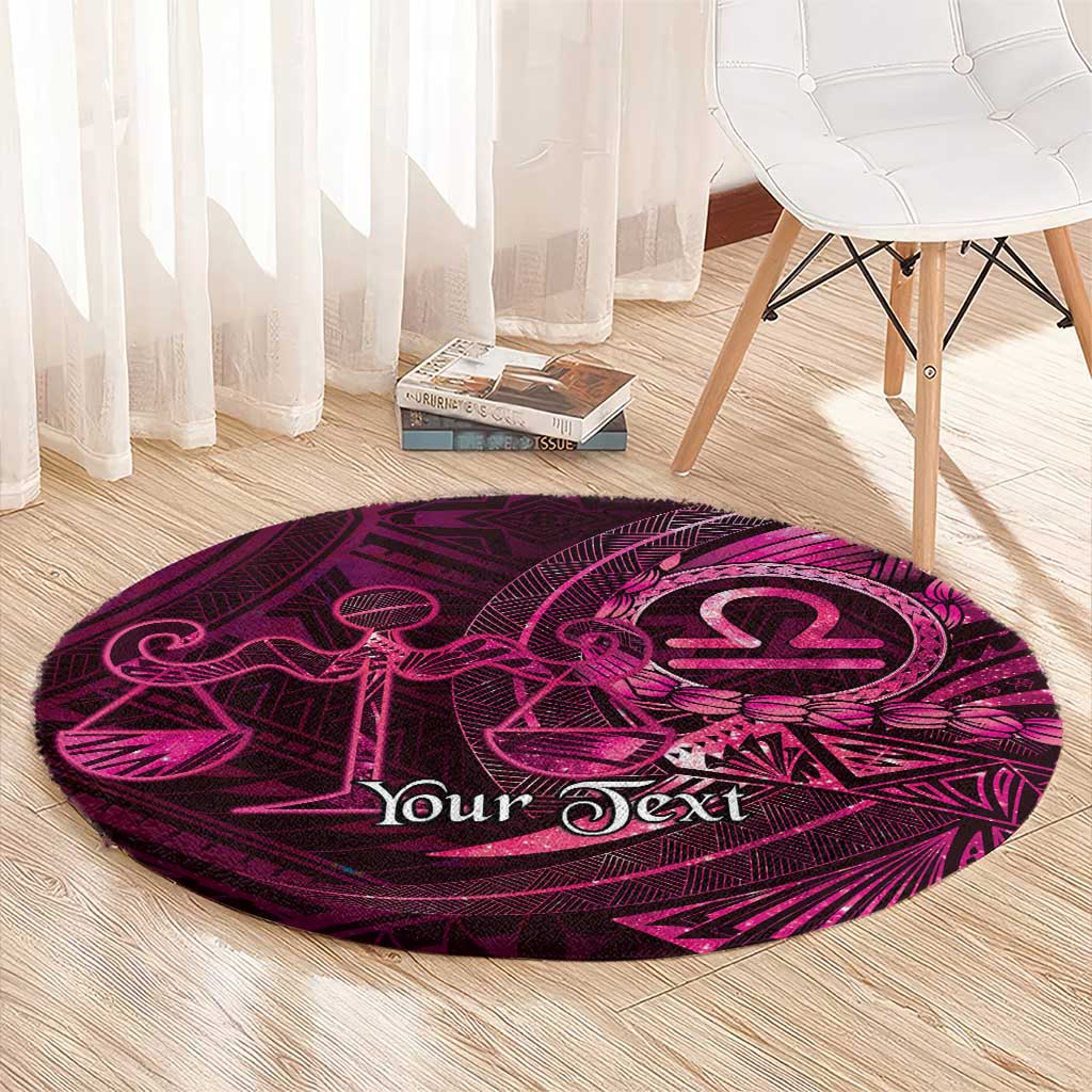 Personalised Polynesia Zodiac Libra Round Carpet Galaxy Polynesian Pattern Chest Tattoo Style