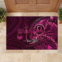 Personalised Polynesia Zodiac Libra Rubber Doormat Galaxy Polynesian Pattern Chest Tattoo Style LT14 Pink - Polynesian Pride