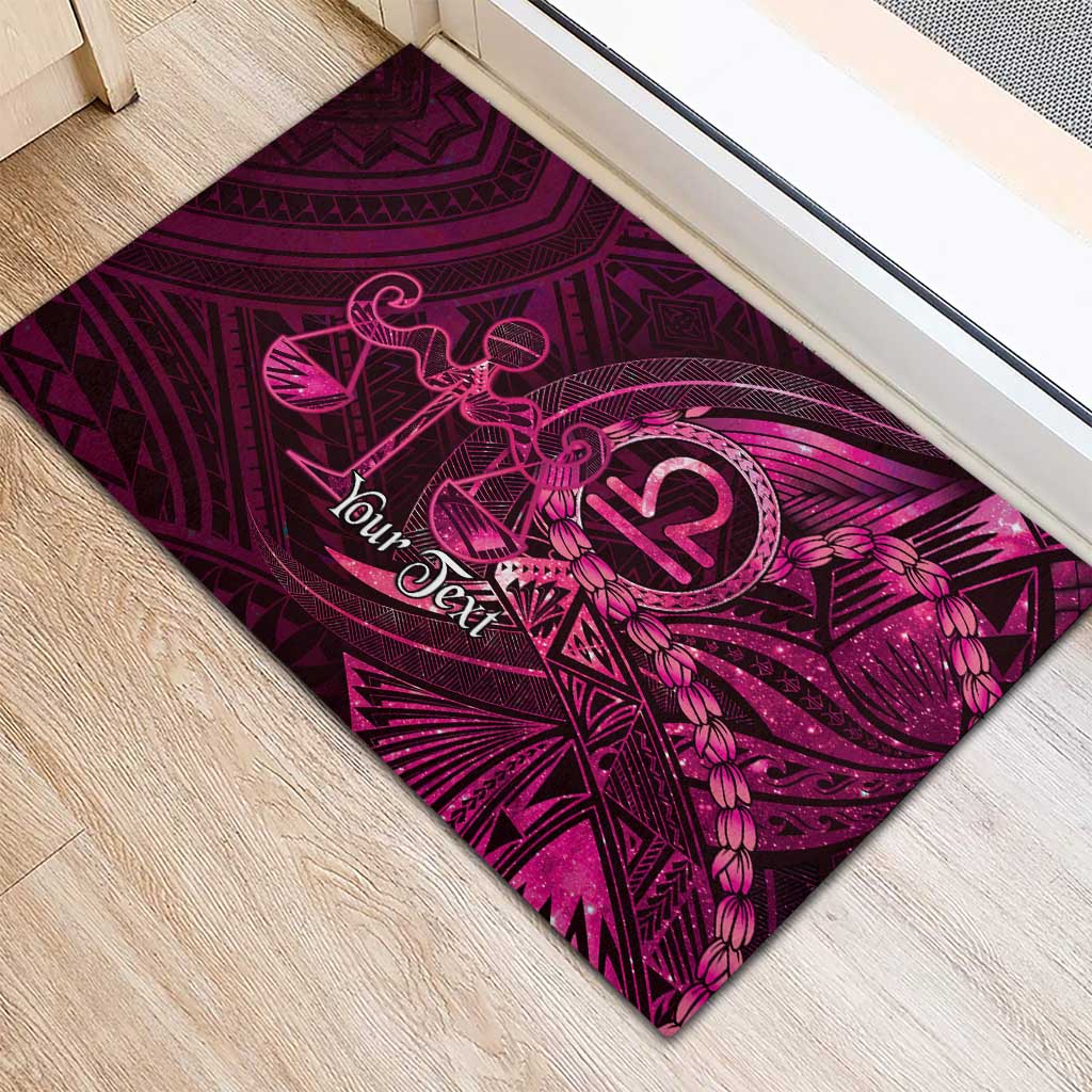 Personalised Polynesia Zodiac Libra Rubber Doormat Galaxy Polynesian Pattern Chest Tattoo Style LT14 - Polynesian Pride